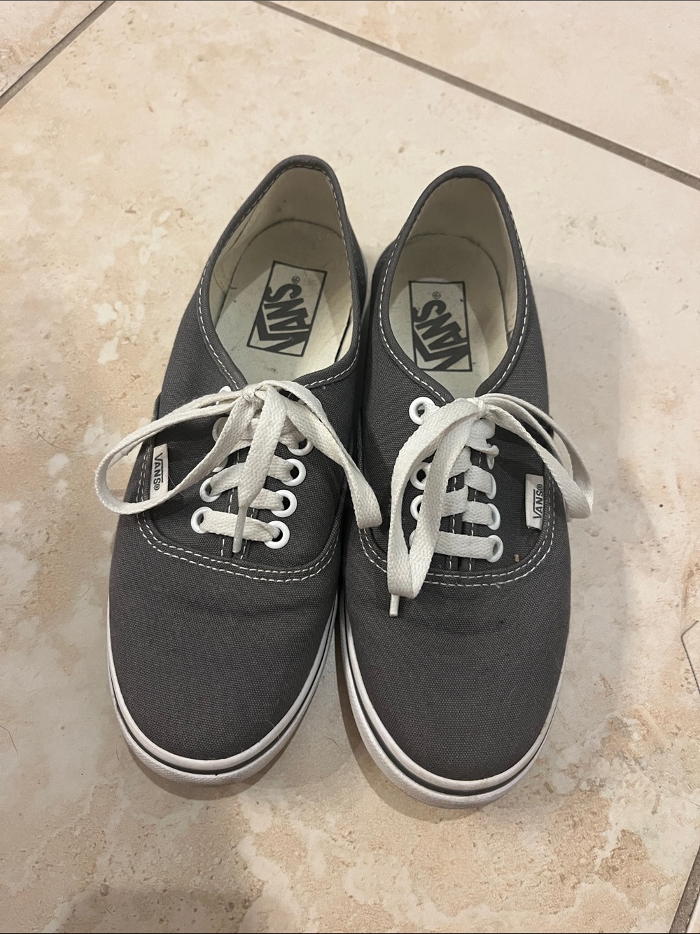Vans Charcoal Canvas Low-Top Sneakers with White Laces
